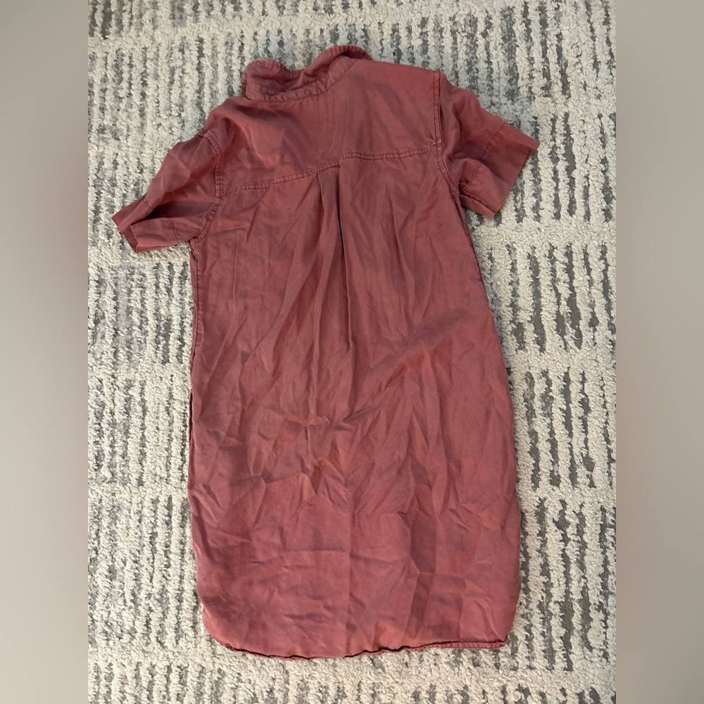 Nicole miller dusty pink button down short sleeve pocket dress size S